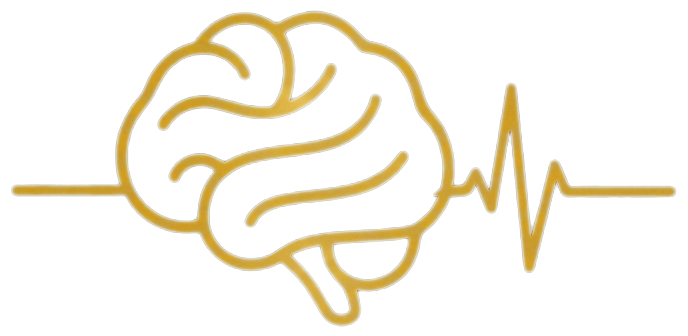 Logotipo de drzurita.academy: cerebro y trazo de electrocardiograma